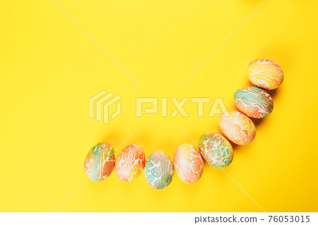 Circle shape from easter colorfull eggs. 76053015