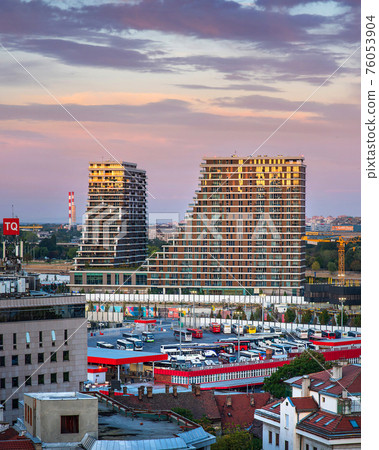 Belgrade, Serbia - September 25, 2020: Main bus station Belgrade waterfront in the Serbian capital city at sunrise 76053904