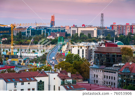 Belgrade, Serbia - September 25, 2020: Old Sava bridge connecting new and old parts of Belgrade, the Serbian capital city Belgrade, Serbia - September 25, 2020: Old Sava bridge connecting new and old parts of Belgrade, the Serbian capital city 76053906