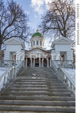Exterior of the historic Trinity Cathedral in Yakhroma. Russia 76054919