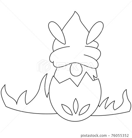 Minimal line art Gnomes Easter Spring Season, simple line art drawing illustration clipart 76055352