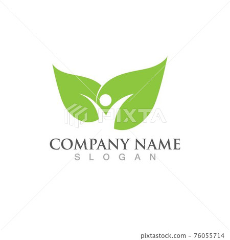 Health people leaf logo green vector image - Stock Illustration ...