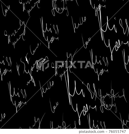 Seamless vector pattern. White text on a black background. 76055747