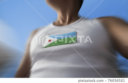 The national flag of Djibouti on the athlete's chest The national flag of Djibouti on the athlete's chest 76056581
