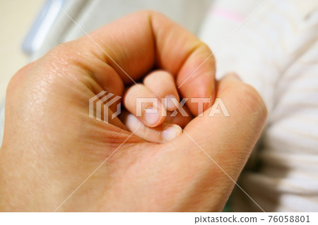 父母和嬰兒之間的溝通（父母和嬰兒的手） 76058801