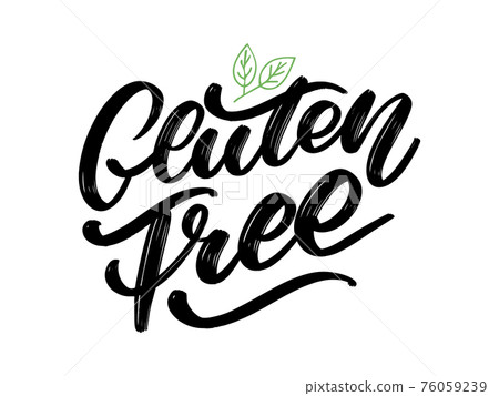 Gluten free label. Hand drawn brush lettering. Logo, badge template for healthy food stores and markets. 76059239