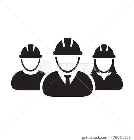 Factory worker icon vector group of construction builder people persons profile avatar for team work with hardhat helmet in a glyph pictogram illustration 76061191