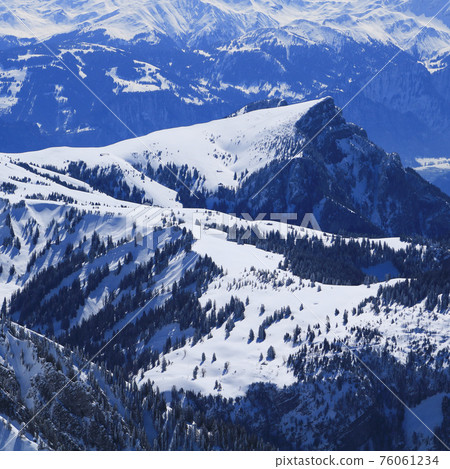Mountain landscape seen from Chaserrugg, Switzerland. Mountain landscape seen from Chaserrugg, Switzerland. 76061234