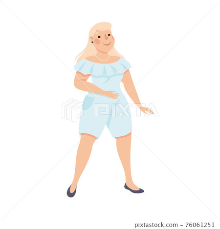Plus Size Blond Woman Standing and Smiling Vector Illustration 76061251
