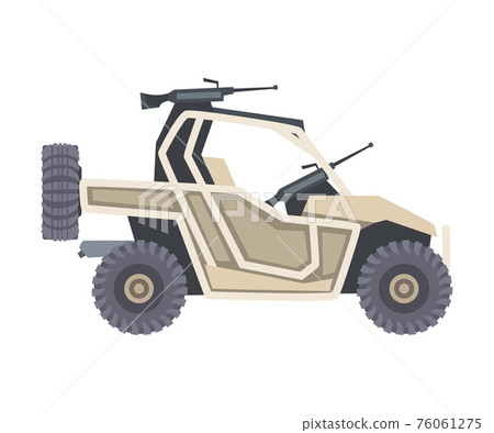 Military Car as Transportation Vehicle Used in Army for Carrying Armed Forces Vector Illustration 76061275