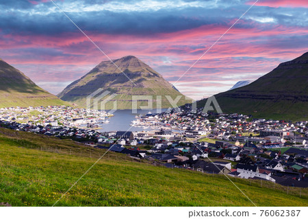 Breathtaking cityscape of Klaksvik town Breathtaking cityscape of Klaksvik town 76062387