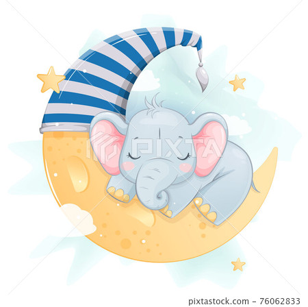 Cute little elephant. Funny cartoon character 76062833