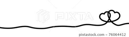 Hand-drawn single thin line hearts Hand-drawn single thin line hearts 76064412