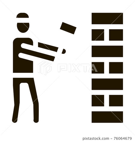 Man Destroy Wall Icon Vector Glyph Illustration Man Destroy Wall Icon Vector Glyph Illustration 76064679