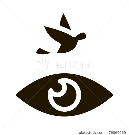 Human Eye Watching Fly Bird Icon Vector 76064689