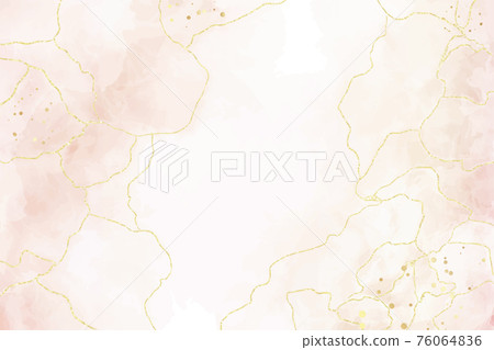 Abstract dusty blush liquid watercolor background with golden crackers. Pastel marble alcohol ink drawing effect. Vector illustration design template for wedding invitation Abstract dusty blush liquid watercolor background with golden crackers. Pastel marble alcohol ink drawing effect. Vector illustration design template for wedding invitation 76064836