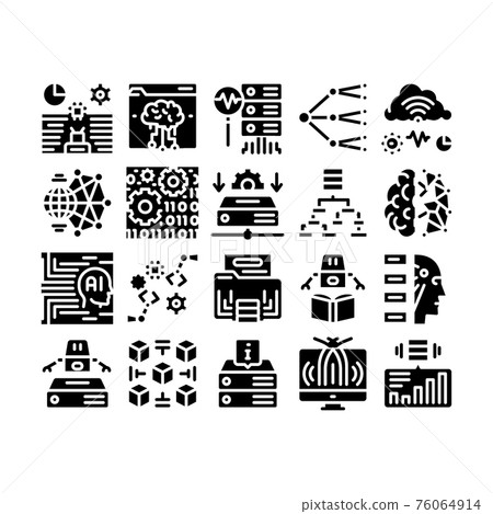 Machine Learning Ai Glyph Set Vector Illustration Machine Learning Ai Glyph Set Vector Illustration 76064914