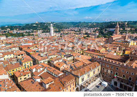 Aerial view of Verona, Italy 76067452