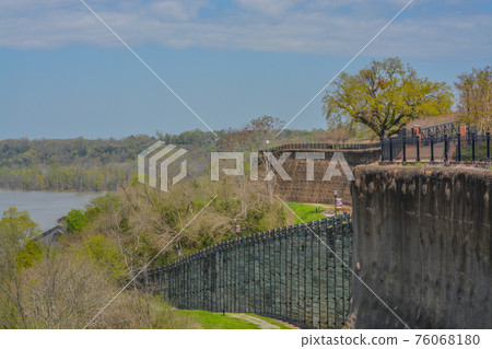 The Nachez Trail over the concrete  supported wall of Nachez Bluff in Nachez, Adams County, Mississippi 76068180