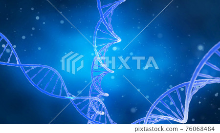 DNA molecule on a blue background. Conceptual DNA 3d image for a beautiful background. 76068484