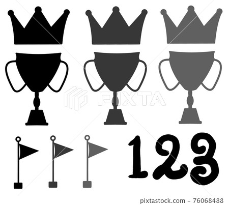 皇冠和旗幟和排名剪影 76068488