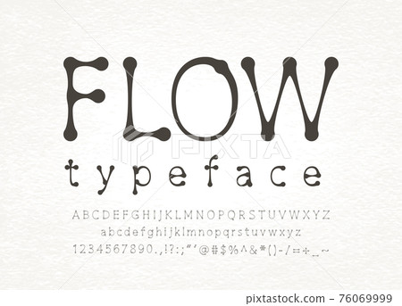 Flow font witn uppercase and lowercase letters in alphabet order and symbols and numbers isolated on light background Flow font witn uppercase and lowercase letters in alphabet order and symbols and numbers isolated on light background 76069999