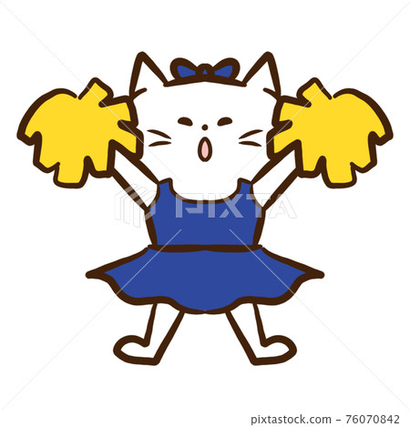 Cheerleader cat alone blue - Stock Illustration [76070842] - PIXTA