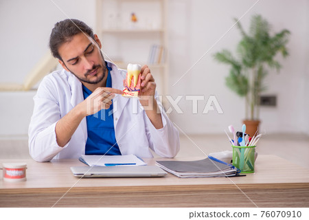 Young male odontologist working in the clinic Young male odontologist working in the clinic 76070910