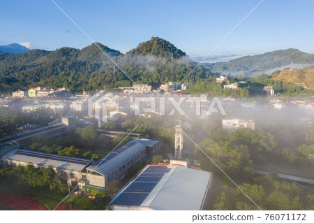 morning cloudy landscape with mist morning cloudy landscape with mist 76071172