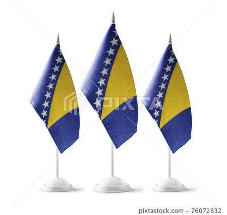 Small national flags of the Bosnia and Herzegovina on a white background Small national flags of the Bosnia and Herzegovina on a white background 76072832