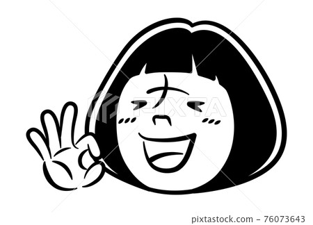 Monochrome illustration of a girl giving an OK sign 76073643