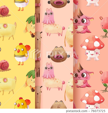 Pattern seamless with monster concept design watercolor illustration 76073725