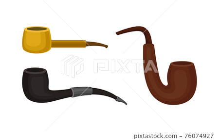 Smoking Pipes Made of Wood and Metal Vector Set Smoking Pipes Made of Wood and Metal Vector Set 76074927