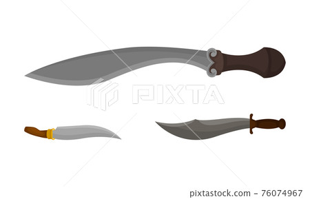 Medieval Cold Steel Arms or Blade Weapon with Dagger Vector Set Medieval Cold Steel Arms or Blade Weapon with Dagger Vector Set 76074967