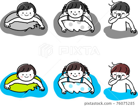 孩子們在游泳池或大海裡游泳 76075285