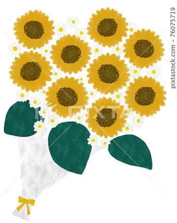 向日葵和瑪格麗特花束水彩手繪插畫素材 向日葵和瑪格麗特花束水彩手繪插畫素材 76075719