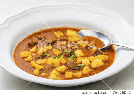 beef goulash soup with potatoes beef goulash soup with potatoes 76076067