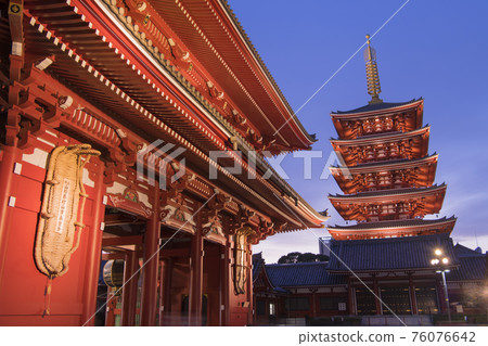 Illumination of Sensoji Temple Hozomon and Five-storied Pagoda 76076642