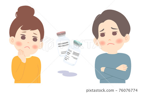 A young couple who seems uneasy about vaccination 76076774
