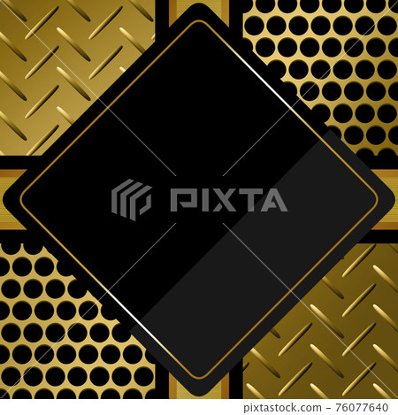 Metallic background square black & gold rhombus frame 76077640