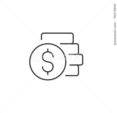 Coins Stack Related Vector Line Icon. Coins Stack Related Vector Line Icon. 76079944