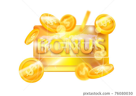Golden bonus gift card, vector loyalty program discount coupon isolated on white, winner voucher Golden bonus gift card, vector loyalty program discount coupon isolated on white, winner voucher 76080030