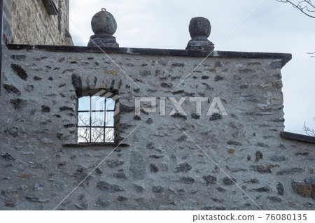 Stone wall of the chateau de valere, sion, switzerland. Stone wall of the chateau de valere, sion, switzerland. 76080135