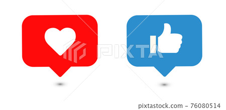 Like and Love icons. Thumbs up and heart, social media icon. Vector illustration. 76080514