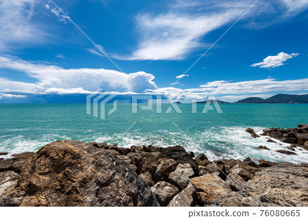 Seascape in the Gulf of La Spezia with Beautiful Storm Clouds in Liguria Italy Seascape in the Gulf of La Spezia with Beautiful Storm Clouds in Liguria Italy 76080665