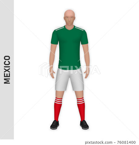 3D realistic soccer player mockup. Mexico Football Team Kit temp 3D realistic soccer player mockup. Mexico Football Team Kit temp 76081400