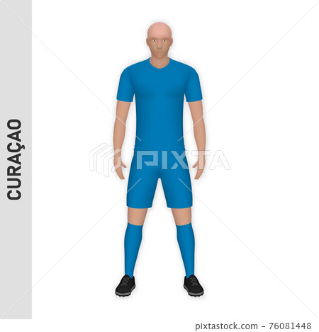 3D realistic soccer player mockup. Curacao Football Team Kit tem 76081448