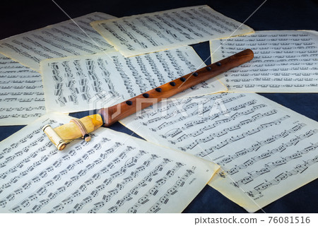 Handmade musical woodwind instrument from Armenia, which is called duduk or tsiranapogh on sheet music with scores 76081516