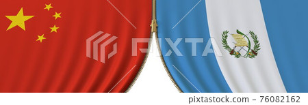 China and Guatemala political cooperation or conflict, flags and closing or opening zipper, conceptual 3D rendering China and Guatemala political cooperation or conflict, flags and closing or opening zipper, conceptual 3D rendering 76082162