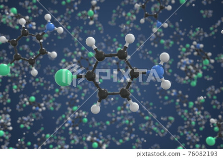 4-chloroaniline molecule. Ball-and-stick molecular model. Chemistry related 3d rendering 4-chloroaniline molecule. Ball-and-stick molecular model. Chemistry related 3d rendering 76082193